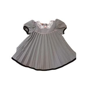 Piccolo Girls Black & White 12 Months Short Sleeve Dress